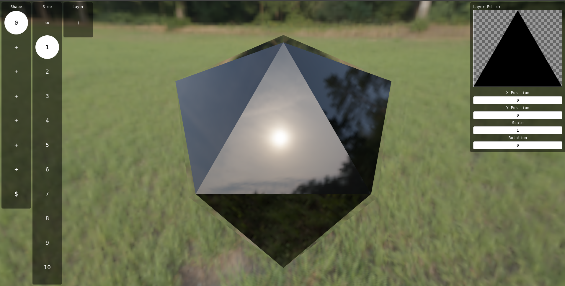 DiceMaker web interface showing 3D model with parameter controls